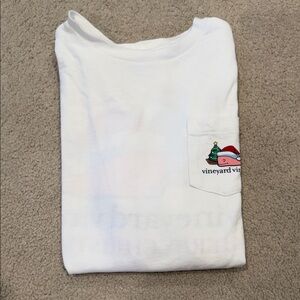 Vineyard Vines White Shirt with Festive Whale Logo
